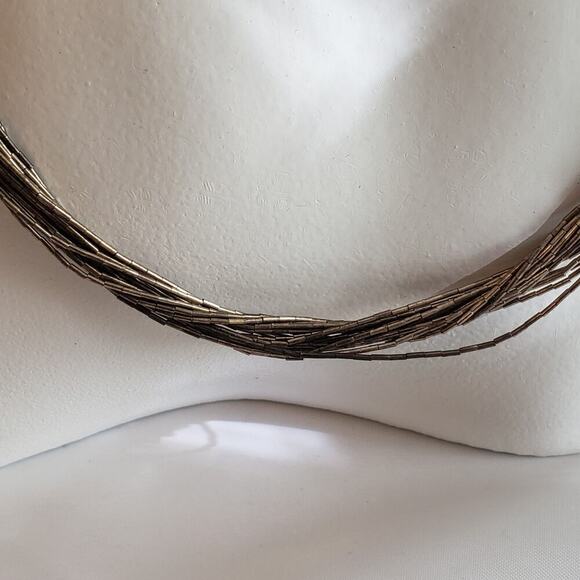 Liquid Silver 16 Strand Necklace, Southwestern Stamped Sterling 925 - Picture 3 of 8